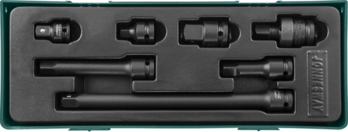 S03A401SP Набор аксессуаров для головок торцевых ударных 1/2DR в ложементе, 7 предметов | код S03A401SP | JONNESWAY