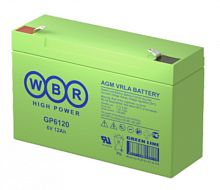 WBR GP6120 Аккумуляторная батарея для ИБП, напряжение: 6В, ёмкость: 12Ач, клеммы типа: F1, Размеры ВШГ: 99x50x151мм, вес: 1,9кг. Срок службы: 8 лет. | код WBR GP6120 | WBR