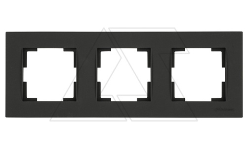 Rita - Рамка 3 поста, горизонтальный монтаж, черный мат | код 2220-800-1384 | Mutlusan