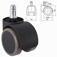 Колеса (ролики) для кресла, комплект 5 шт., прорезиненные, шток d - 11 мм, цвет черный | код 531473 | NO NAME