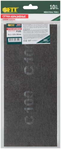 Сетка шлифовальная нейлоновая основа 120х280мм (уп.10шт) Р 100 FIT 38294 фото 3