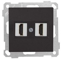 21 - Розетка 2xHDMI, черный мат | код 2100-458-0184 | Mutlusan