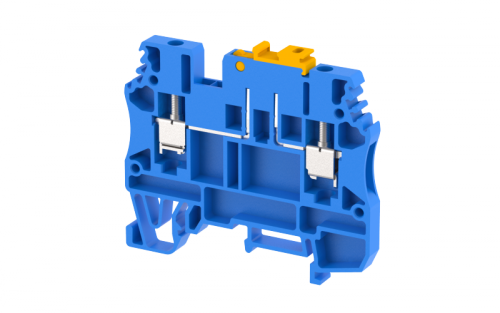 Клемма проходная винтовая 2,5 мм2 с размыкателем, с тестовым гнездом, на 2 подключения, синяя DUTKD2.5TS-BLUE | код 1702160001 | Elmex
