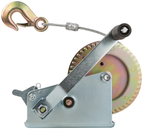 Лебедка шестеренчатая, стальной трос 9.5 м х 5 мм, 1000 кг | код 64652 | FIT фото 2