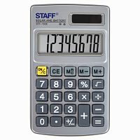 Калькулятор карманный металлический STAFF STF-1008 (103х62 мм), 8 разрядов, двойное питание, 250115 | код 250115 | STAFF