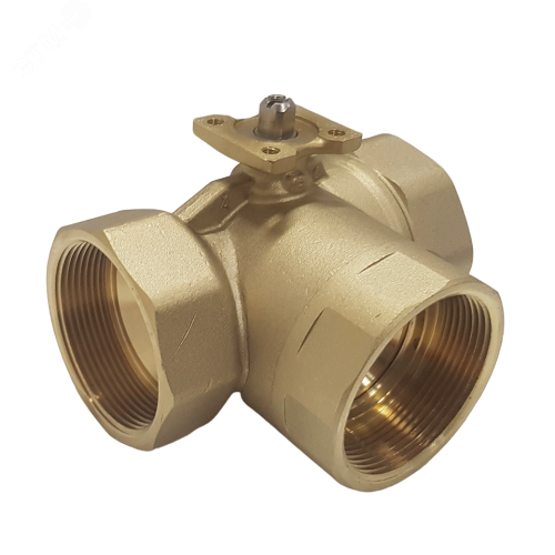 Кран шаровый трехходовой латунный под привод DN50, G 2, КVS 63,0 | код 3050B | Techno
