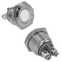 Индикатор антивандальный RUICHI GQ16F-W, белый, M16, IP65, никелированная латунь | код 114119 | Ruichi