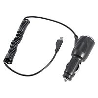 Автозарядка в прикуриватель microUSB (АЗУ) (5V, 1000mA) шнур спираль 1.5М черная REXANT | код 16-0245 | REXANT