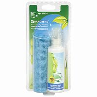 Чистящий набор BRAUBERG салфетки для экранов мониторов + спрей, 100 мл, 510341 | код 510341 | BRAUBERG