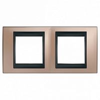 Рамка 2 поста UNICA TOP, горизонтальная, оникс | код. MGU66.004.296 | Schneider Electric