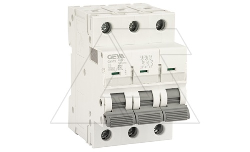 Авт. выключатель GYM9-3P-3C, 3P, 3A, хар-ка C, 6kA, 3M | код GYM93P3C | GEYA