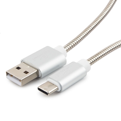 Кабель USB 2.0 Cablexpert CC-G-USBC02S-1M, AM/Type-C, серия Gold, длина 1м, серебро, блистер | код CC-G-USBC02S-1M | Cablexpert