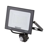 Прожектор LED 50 w 4000 лм 6500 K с микроволновым настраиваемым датчиком движения | код 605-009 | REXANT