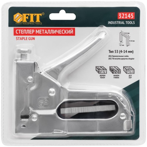 Степлер для узких скоб "тип 53" 4-14мм с регулировкой силы удара металлический корпус FIT 32145 фото 3