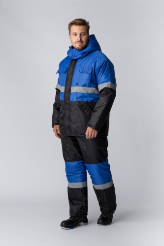 Костюм зимний Профи (ткань Оксфорд) полукомбинезон, васильковый черный, 44-46 182-188 | код 87468913 | Факел Костюм зимний Профи (ткань Оксфорд) полукомбинезон, васильковый черный, 44-46 182-188 | код 87468913 | Факел