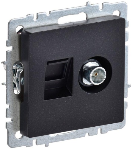 BRITE Розетка двойная TV+RJ45 кат.5E РТВ/РК12-БрЧ черный | код BR-AK20-1-K02 | IEK