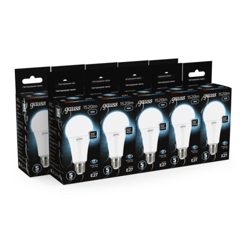 Лампа светодиодная Black 16Вт A60 6500К холод. бел. E27 1520лм | Код. 102502316 | Gauss фото 5