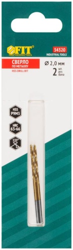 Сверла HSS по металлу, титановое покрытие, в блистере 2.0 мм (2 шт) | код 34320 | FIT фото 3 Сверла HSS по металлу, титановое покрытие, в блистере 2.0 мм (2 шт) | код 34320 | FIT фото 3