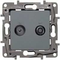 Розетка TV-FM-SAT двухкабельная ETIKA, оконечная, алюминий | код. 672457 | Legrand