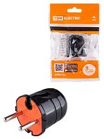 Вилка б/з черная с красной вставкой 10А 250В TDM | код SQ1806-0210 | TDM