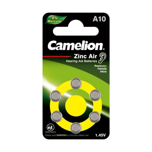 Элемент питания ZA10 Mercury Free A10-BP6 (0%Hg) 1.4В 90мА.ч для слуховых аппаратов BL-6 (блист.6шт) Camelion 12823 фото 2 Элемент питания ZA10 Mercury Free A10-BP6 (0%Hg) 1.4В 90мА.ч для слуховых аппаратов BL-6 (блист.6шт) Camelion 12823 фото 2