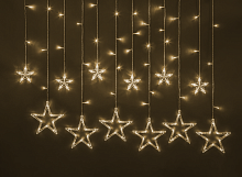Гирлянда новогодняя светодиодная NGF-D025-02 бахрома звезды WW 138 2.5х0.6м IP20 TR | код 93679 | Navigator Group