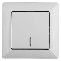 Выключатель Intro Solo 4-102-01 одноклавишный с подсветкой, 10А-250В, IP20, СУ, белый | код Б0053557 | ЭРА