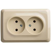 Розетка двухместная ETUDE, открытый монтаж, кремовый | код. PA16-105K | Schneider Electric