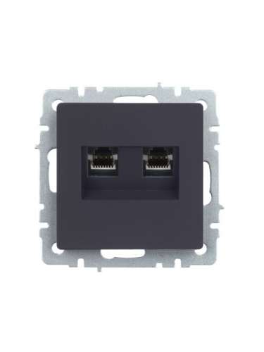 BRITE Розетка компьютерная двойная RJ45 кат.5E РК10-2-БрГ графит | код. BR-K20-1-K53 | IEK