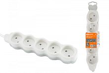 Удлинитель бытовой Люкс УЛ5 5 гнезд, 3м, б/з, с з/ш, ПВС 2х0,75 мм2 10А/250В бело-серый TDM | код SQ1303-0230 | TDM