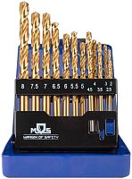 Набор сверл по металлу HSS шлифованные, титановое покрытие, угол заточки 135град, мет.бокс, 13 шт. (2-2,5-3-3,5-4-4,5-5-5,5-6-6,5-7-7,5-8 мм) | код 35743М | FIT