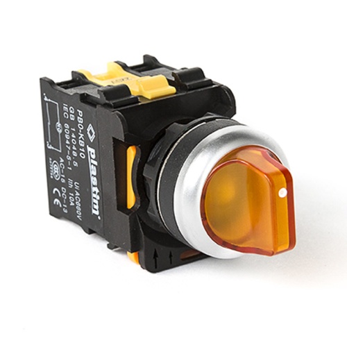 PB0-AK135M5 Переключатель с подсветкой, с фиксацией, 3 положения 1-0-2, 2NO. AC 230 В. (Желтый) | код PB0-AK135M5 | Plastim PB0-AK135M5 Переключатель с подсветкой, с фиксацией, 3 положения 1-0-2, 2NO. AC 230 В. (Желтый) | код PB0-AK135M5 | Plastim