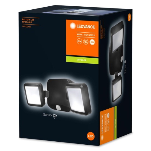 Светильник светодиодный Battery LED Spotlight Double 10Вт 4000К 480лм спот с сенсором на элем. питан. черн. | код 4058075227361 | LEDVANCE Светильник светодиодный Battery LED Spotlight Double 10Вт 4000К 480лм спот с сенсором на элем. питан. черн. | код 4058075227361 | LEDVANCE