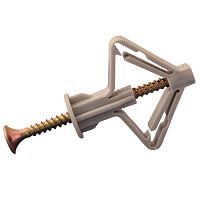 Дюбель-бабочка складной с шурупом RUICHI, 10х50 мм, шуруп 4х60 мм, полипропилен, серый | код 113186 | Ruichi