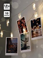 Гирлянда "Прищепки" ILD-10WW-BO-PN 10LED тепл. бел. 1.8м IP20 (2хАА не в компл.) SHLights 4690601047168