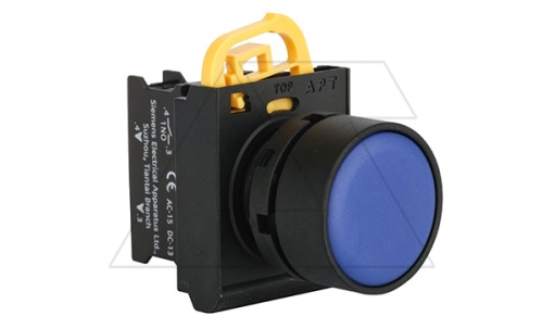 Кнопка плоская PB3E, синяя, с фиксацией, без подсветки, 1NO, 6A 230VAC/24VDC, 22mm, IP65 | код PB3E-FT0S10S00/B00 | АРТ Кнопка плоская PB3E, синяя, с фиксацией, без подсветки, 1NO, 6A 230VAC/24VDC, 22mm, IP65 | код PB3E-FT0S10S00/B00 | АРТ