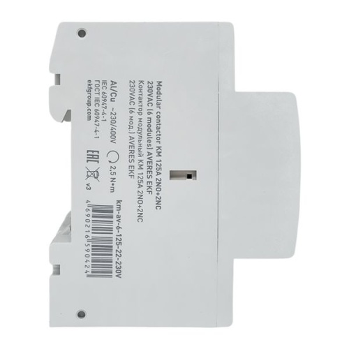 Контактор модульный КМ 125А 2NO+2NC 230VAC (6 мод.) AVERES EKF | код km-av-6-125-22-230V | EKF фото 5 Контактор модульный КМ 125А 2NO+2NC 230VAC (6 мод.) AVERES EKF | код km-av-6-125-22-230V | EKF фото 5