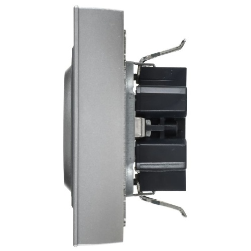 BRITE Розетка 2-местная с заземлением без защитных шторок плоская 16А в сборе РСПл12-3-БрА алюминий IEK | код BR-R27-16-K47-F | IEK фото 5