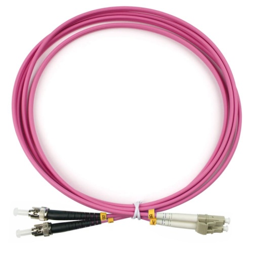 Патч-корд оптический LANMASTER, дуплексный, LC/PC-ST/PC, OM4, LSZH, 1.0 м | код LAN-2LC-2ST/OM4-1.0 | LANMASTER