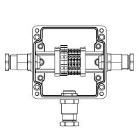 Взрывозащищенная клеммная коробка из полиэстера TBE-P-03-(2xCBC.2-2xCBC.2 (i)-2xTEO.2)-1xKH2MHK(B)-1xKH2MHK(C)-1xKH2MHK (D)1Ex e IIC Т5 Gb / Ex tb IIIC T95°C Db IP66 | код 1231.031.22.121E | DKC