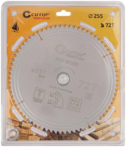 Диск пильный по дереву с тефлоновым покрытием 72Т, Profi plus, 255x1,8/2,6x32/30/25,4/20 мм | код 75-25572Т | FIT фото 2 Диск пильный по дереву с тефлоновым покрытием 72Т, Profi plus, 255x1,8/2,6x32/30/25,4/20 мм | код 75-25572Т | FIT фото 2