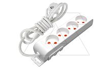 Ri-tech - Удлинитель 4x2P, нем. ст., со шторками, кабель 2x0,75мм?, 3м, белый | код 001-175-490002-03-00 | Mutlusan