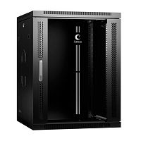 Cabeus SH-05F-15U60/60-BK Шкаф телекоммуникационный настенный 19 15U 600x600x769mm (ШхГхВ) дверь стекло, цвет черный (RAL 9004) | код 8582c | Cabeus