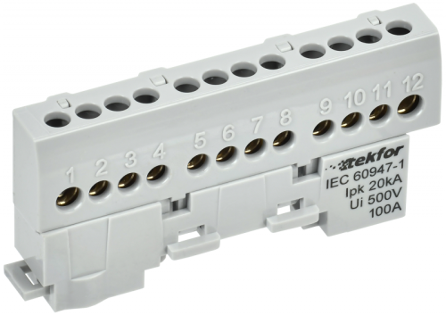 TEKFOR Шина L фаза изолированная на универсальном держателе 6х9-12-Ср IEK | код TF-NN10-12-KL-K03 | IEK