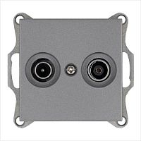 Розетка TV+FM9.5 мм оконечная с накладкой, цвет Алюминий | код G6204S | Jasmart