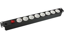 Блок розеток 19 , 1U, 10А, 8 розеток, корпус сталь, без шнура питания | код 04-0308 | REXANT