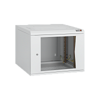 Шкаф настенный двухсекционный 19, 12U, стеклянная дверь, Ш600хВ599хГ620мм, серый | код TWA-126062-G-GY | TLK