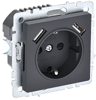 BRITE Роз. с з/к/ш 16А с USB A+A 3,1А РЮш10-2-БрГ граф. IEK | код BR-R14-16-U21-D31-K53 | IEK