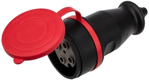 Розетка переносная влагозащ. с крышкой 3P+PE 32А IP44 каучук | Код. 111-012 | Rexant