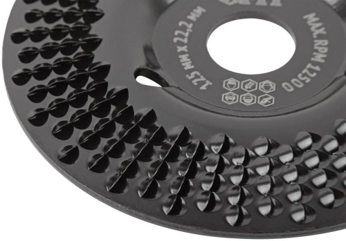 Диск обдирочный по дереву, наклонный, посадочный диаметр 22,2 мм, 125 мм, грубая насечка | код 39524 | FIT фото 6